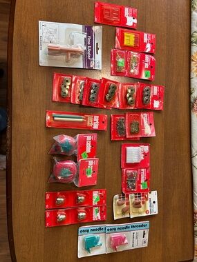 Assorted Sewing Notions Kit - Red and Green Pins, Needles & Accessories